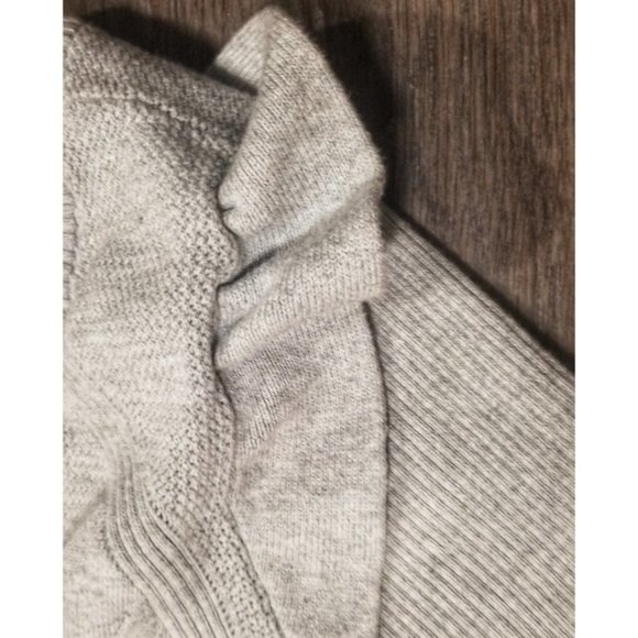 Torrid plus-size grey V-neck ribbed sweater with shoulder ruffles - Picture 5 of 7